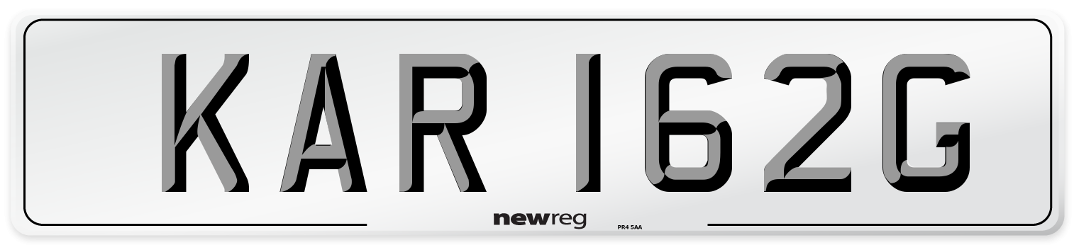 KAR 162G Number Plate from New Reg